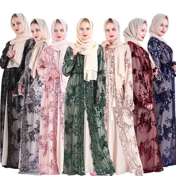 2023 Новый модный дизайн исламских длинных платьев, элегантное вечернее платье с блестящей вышивкой из мусульманских женщин Дубая