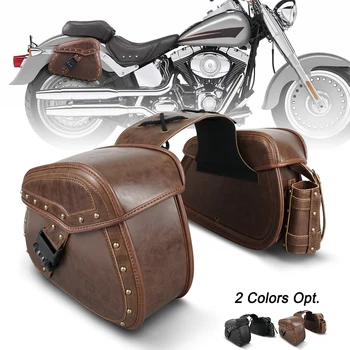 NICECNC 2 шт., универсальные боковые седельные сумки для мотокросса из искусственной кожи, седельные сумки для багажа, аксессуары для мотоциклов, противоугонный замок