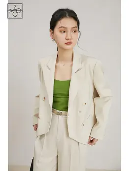 Белый высококачественный дизайнерский пиджак в стиле ZIQIAO для женщин, весенне-осенний нишевый Простой Свободный блейзер для офисных леди