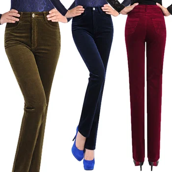 Бесплатная доставка, женские осенние вельветовые прямые брюки, женские деловые повседневные брюки ярких цветов 27-38