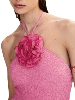 Женский боди Y2K с 3D цветочным рисунком на шее-Сексуальный облегающий комбинезон без рукавов с открытой спиной