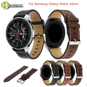 кожаные ремешки для наручных часов Samsung Galaxy Watch 46 мм, 22 мм, ремешок для часов, браслет, кожаный ремень, горячая распродажа