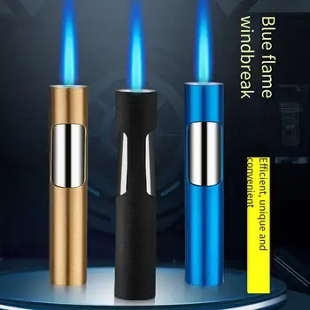 Новая высококачественная надувная зажигалка с синим Пламенем, Ветрозащитный ночник, Градиентная INS-зажигалка для сигар для мужчин в подарок, индивидуальность