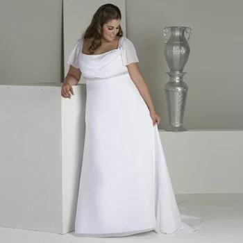 Очаровательное свадебное платье с квадратным вырезом и большими размерами, Vestido De Noiva, короткие рукава, расшитое бисером, пайетки, шифоновое пляжное свадебное платье