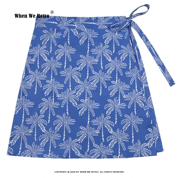 Синяя летняя юбка с принтом тропических пальм SS0015 Женская Быстрая Обертка Для многозадачности, Спортивная накидка, Сексуальная юбка
