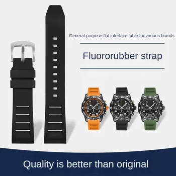 Универсальный фирменный плоский ремешок для часов из фторопластика с 20/22 мм для мужчин и женщин, резиновый ремешок для часов с игольчатой пряжкой